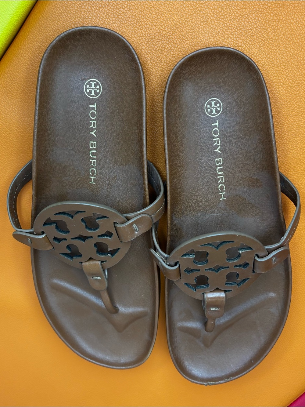 Tory Burch Miller Cloud Sandals Bourbon Miele Women’s Size 10 - Picture 4 of 9